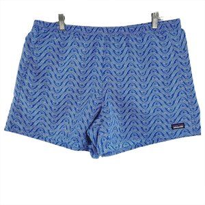 Patagonia Baggies Shorts Wave Print Blue White Unlined Women's XL